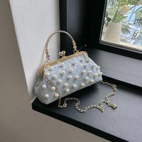 Cloth & Metal Easy Matching Clutch Bag with chain Plastic Pearl floral PC