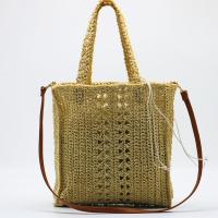 Straw Handbag large capacity & hardwearing & attached with hanging strap & hollow Solid beige PC