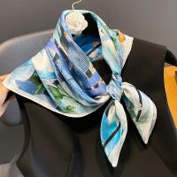 Polyester Quadratischer Schal, Gedruckt, Floral, Blau,  Stück
