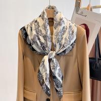 Polyester Easy Matching Square Scarf soft & can be use as shawl printed leaf pattern beige PC