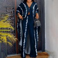 Polyester Women Casual Set deep V & two piece & loose printed Set