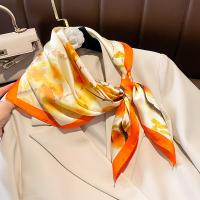 Polyester Easy Matching Square Scarf soft & breathable printed floral orange PC