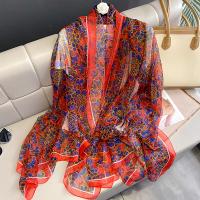 Polyester Beach Scarf Women Scarf can be use as shawl & sun protection printed shivering red PC