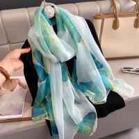 Soft Yarn Beach Scarf Women Scarf sun protection & breathable printed floral green PC