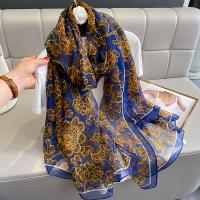 ソフト糸 女性スカーフ 印刷 震え 青 一つ