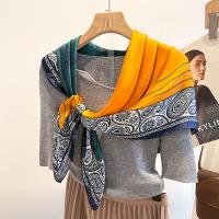 Polyester Easy Matching Square Scarf soft & breathable printed yellow PC