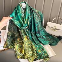 Polyester Beach Scarf & Multifunction Women Scarf soft & breathable Polyester printed green PC