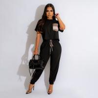 Polyester Women Casual Set & two piece & loose Pants & top Set