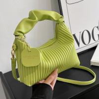 PU Leather Easy Matching Handbag attached with hanging strap striped PC