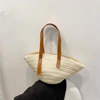 Paper Rope & Polyester Beach Bag & Easy Matching Woven Shoulder Bag large capacity PU Leather PC