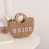 Paper Rope & Polyester Beach Bag & Easy Matching Woven Tote large capacity letter coffee PC
