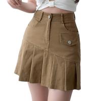 Cotton Slim & Pleated Skirt slimming & anti emptied Solid PC