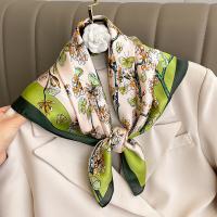 Polyester Easy Matching Square Scarf can be use as shawl printed shivering green PC