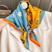 Polyester Easy Matching Square Scarf can be use as shawl & thermal printed shivering yellow PC