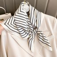 Polyester Easy Matching Square Scarf breathable printed striped white PC