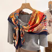 Polyester Women Scarf can be use as shawl & sun protection & thermal printed shivering red PC