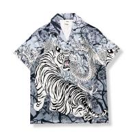 Polyester Men Short Sleeve Casual Shirt & loose printed animal prints PC