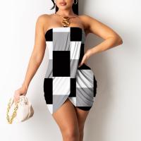 Polyester Tube Top Kleid, Gedruckt, unterschiedliche Farbe und Muster für die Wahl,  Stück