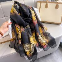 Soft Yarn Beach Scarf Women Scarf can be use as shawl & sun protection printed floral black PC