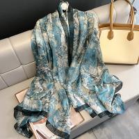 Soft Yarn Women Scarf dustproof & can be use as shawl & sun protection printed shivering blue PC