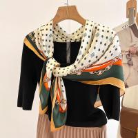 Polyester Women Scarf dustproof & can be use as shawl printed dot green PC