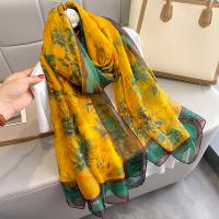 Soft Yarn Beach Scarf Women Scarf dustproof & can be use as shawl Polyester printed Plant yellow PC