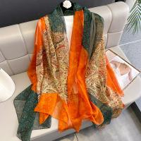 Soft Yarn Easy Matching Women Scarf can be use as shawl & breathable printed orange PC