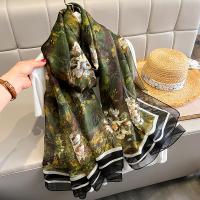 Soft Yarn Beach Scarf Women Scarf dustproof & can be use as shawl & breathable printed floral green PC
