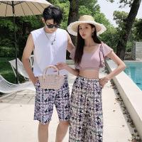 Polyester Vêtements de natation de couples Imprimé Pentangle Violet pièce
