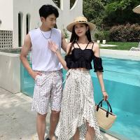 Polyester Couple Swimming Wear  printed fruit pattern PC