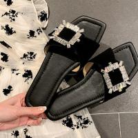 Microfiber PU Synthetic Leather Women Sandals & anti-skidding & with rhinestone Pair