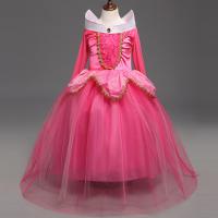 Polyester Princess & Ball Gown Girl One-piece Dress Cute patchwork fuchsia PC