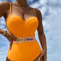 Polyester One-piece Swimsuit & padded orange PC