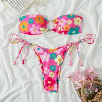 Polyester Bikini & tube & padded printed floral Set