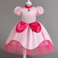 Polyester Princess & Ball Gown Girl One-piece Dress Cute patchwork pink PC