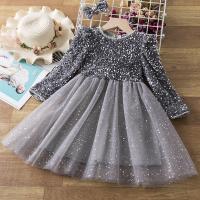 Sequin & Polyester Princess & Ball Gown Girl One-piece Dress printed dot PC
