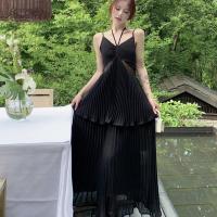シフォン ワンピースドレス 単色 黒 一つ