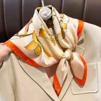 Polyester Multifunction Square Scarf soft & breathable printed floral yellow PC