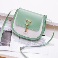 PU Leather Saddle Shoulder Bag contrast color PC