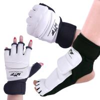 PU Leather velcro Sports Protective Gear Set white and black Pair