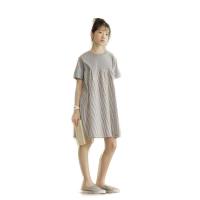 Cotton Girl One-piece Dress  patchwork Solid light gray PC