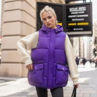 Polyester Women Winter Vest & loose & thermal & with pocket Solid PC