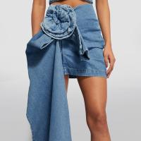 Denim Skirt irregular & anti emptied & breathable Solid blue PC