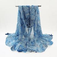 ポリエステル 女性スカーフ 印刷 ストライプ 青 一つ