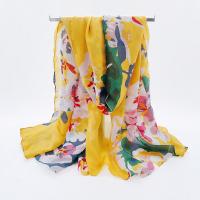 ポリエステル 女性スカーフ 印刷 花 黄色 一つ