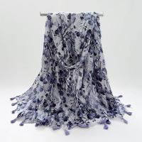 ポリエステル 女性スカーフ 印刷 花 紫 一つ