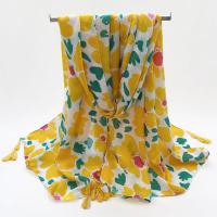 Polyester Easy Matching Women Scarf dustproof & thermal printed floral yellow PC