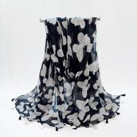 Polyester Vrouwen Sjaal Afgedrukt vlinderpatroon Zwarte stuk