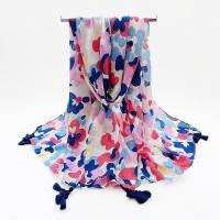 Polyester Vrouwen Sjaal Afgedrukt Bloemen veelkleurig stuk