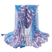 Polyester Easy Matching Women Scarf dustproof & thermal printed blue PC